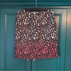 JCrew leopard Linen skirt black white pink sz 4